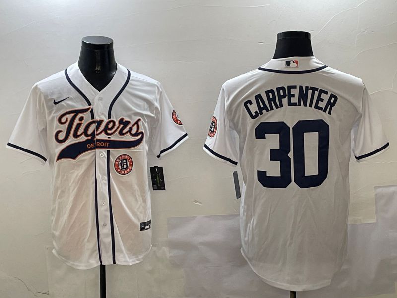 Men Detroit Tigers #30 Carpenter White Jointly Name 2025 Nike MLB Jersey style 5->detroit tigers->MLB Jersey